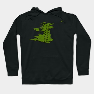 3d map of the UK with footprints across Hoodie